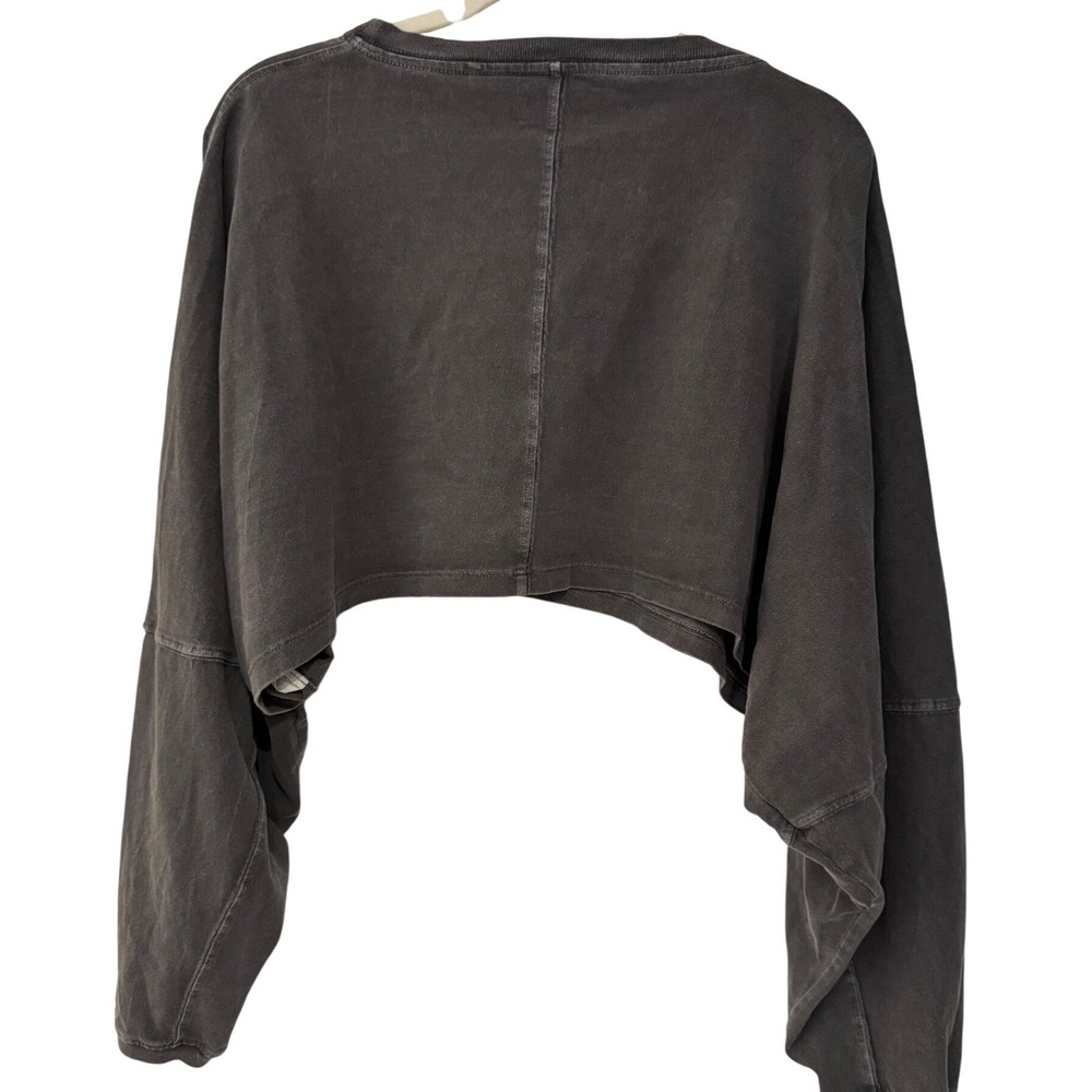 Joah Brown Slouchy Crop Long Sleeve Washed Black S/M Oversized Cotton Top - Picture 5 of 8